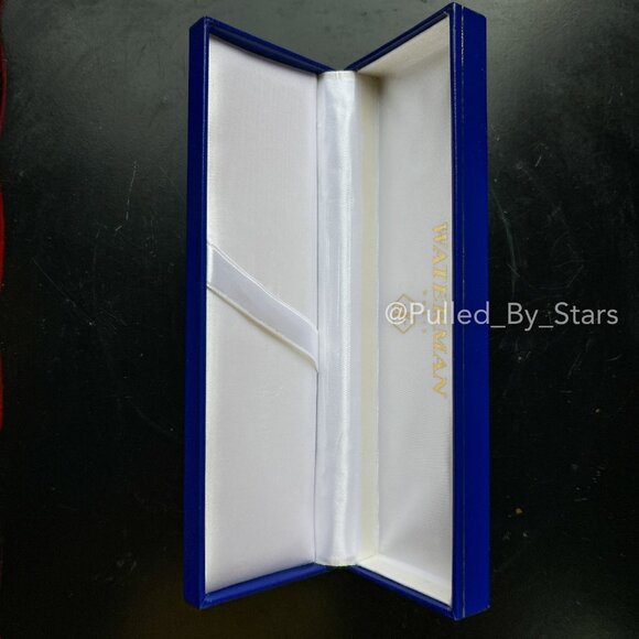 WATERMAN PARIS Vintage Royal Blue & Gold Satin Lined Fountain Pen Case Box - Picture 7 of 15